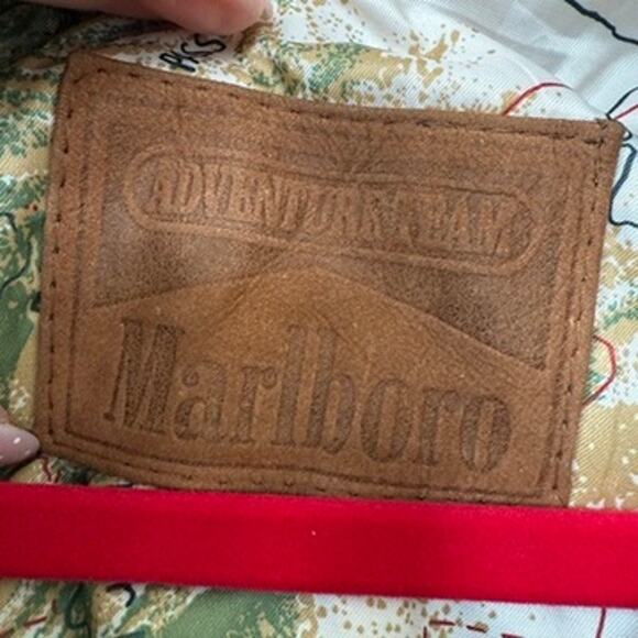 Marlboro Adventure Team Suede Leather Bomber Jacket Map Lining L Vintage 90s - Picture 4 of 8